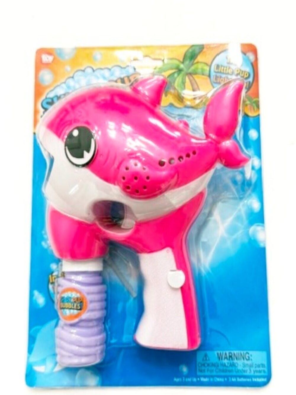 Shark Pup Bubble Blaster in Pink Lights Up w/ Bubbles